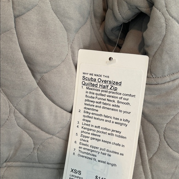 NWT Lululemon Women’s Scuba Oversized Quilted Half Zip in Riverstone - size XS/S - Picture 4 of 4